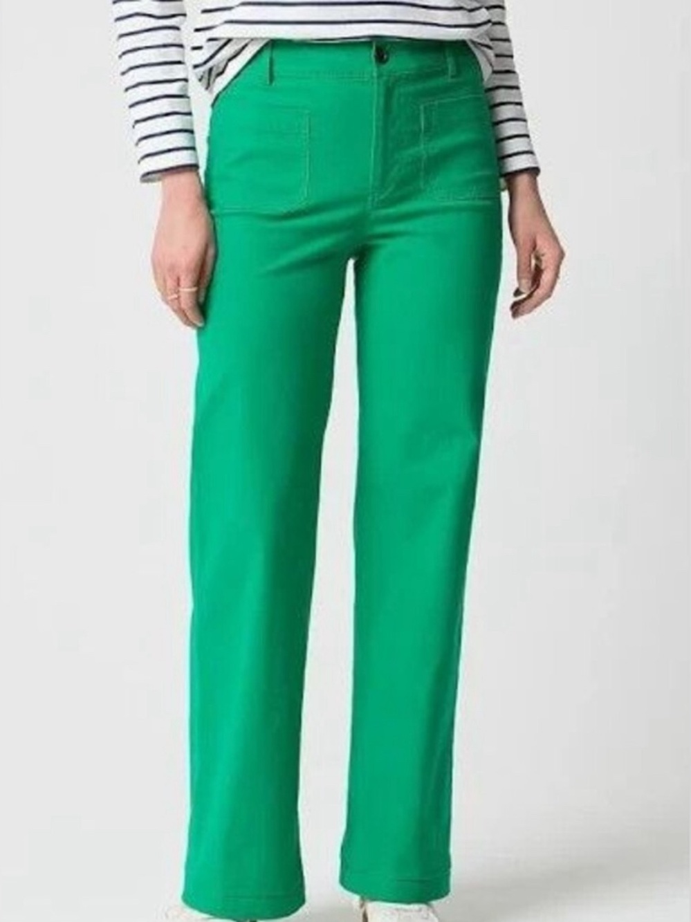 J. Crew Lizzie Linen Cotton Patch Pocket Wide Pant Size 30 T Emerald Green NEW